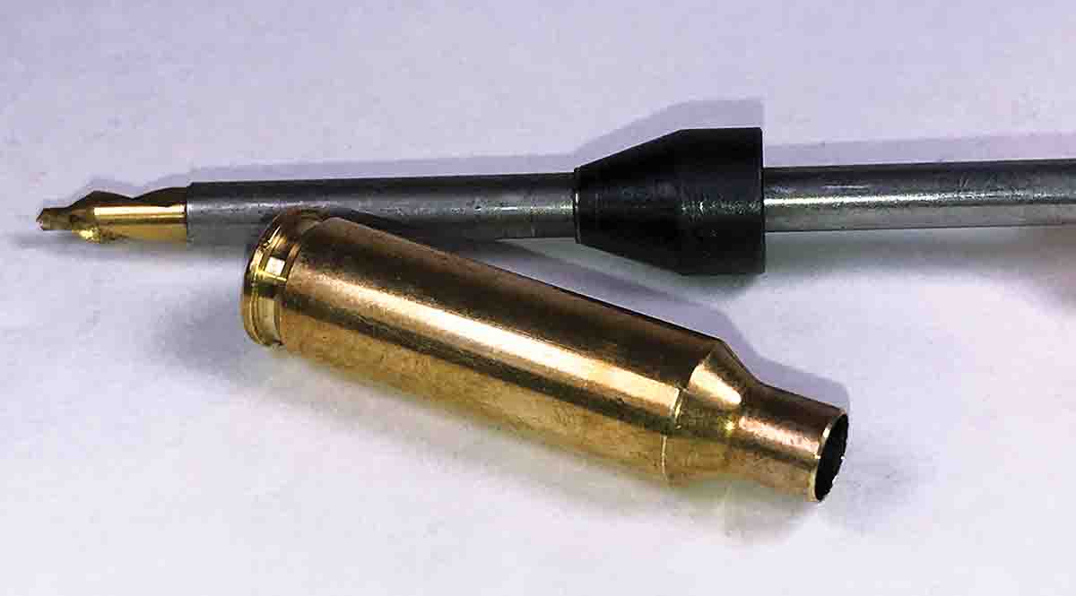 A Lyman Flash Hole Uniformer removed only a few flecks of brass from John’s 6.5 Creedmoor cases.